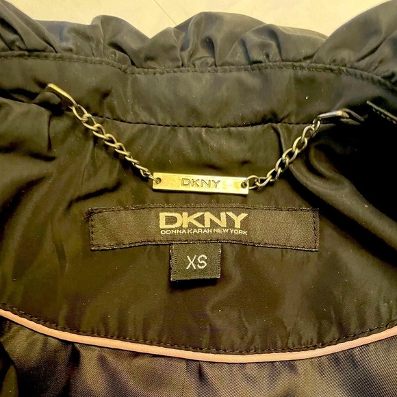 NWOT DKNY Black Zip Up Jacket Lightweight Silver Hardware Size XS oversized - Picture 5 of 6